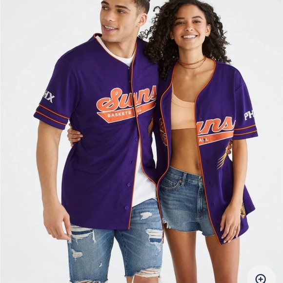 NWT Phoenix Suns Button down embroidered blue jersey top men's size Large - Picture 2 of 13